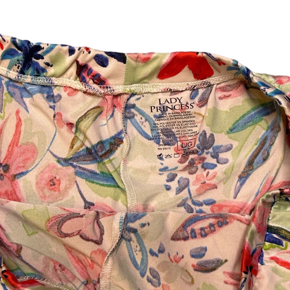 Lady Princess Floral Women's Shorts with Blue Lace Trim - Picture 4 of 6